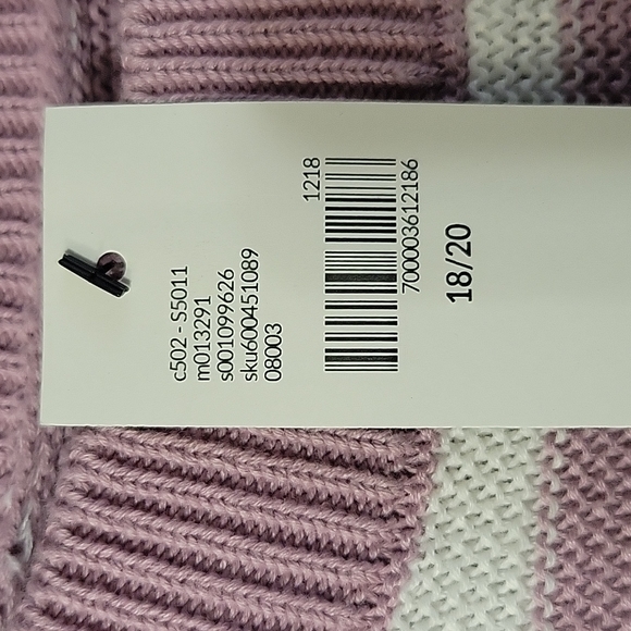 Lane Bryant size 18/20 pink and white horizontal striped sweater - Picture 5 of 6